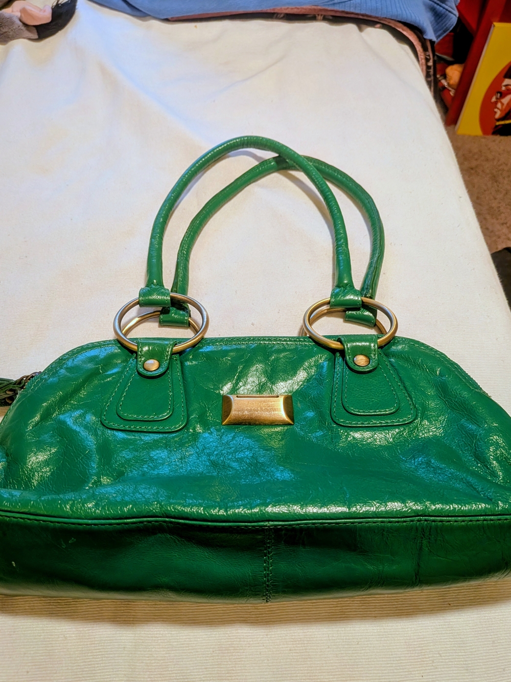 Vintage Latico Leather Satchel Handbag with Gold Accent